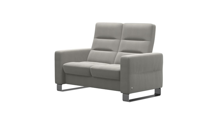 Stressless Wave 2 Seater Sofa in Begonia Light Grey Fabric